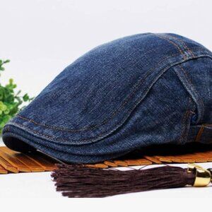 BOGO Unisex Denim Newsboy Hats Flat Ivy Gatsby Cabbie Driving Berets Hat Cotton